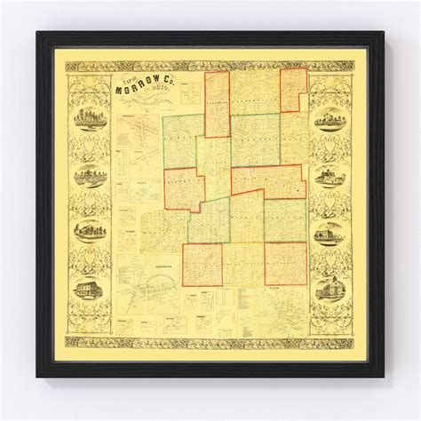 Vintage Map of Morrow County, Ohio 1857 by Ted's Vintage Art