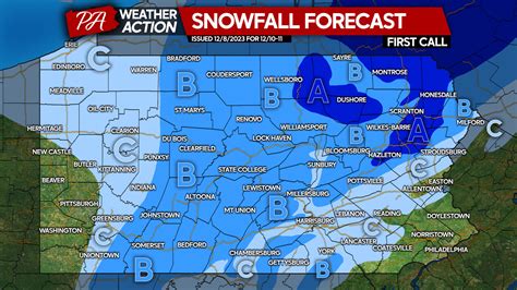 First Call Snowfall Forecast & Timing for Sunday Evening - Monday ...