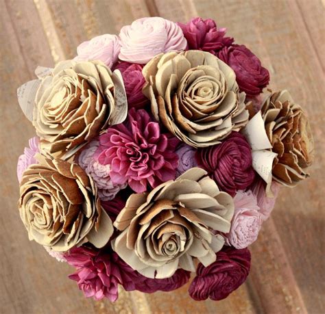 Eggplant Wedding Bouquet, Sola Wooden Flower Bouquet, Deep Plum Sola ...