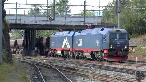 Lkab Iron Ore Trains With Impressive Iore Locomotives At Narvik Summer