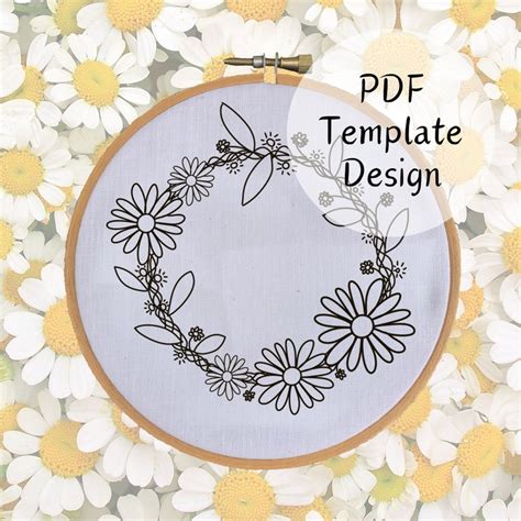 Daisy Chain Wreath Hand Embroidery Pattern Diy Design Etsy