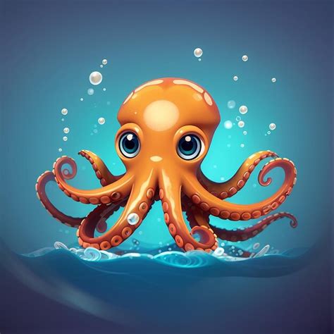 Premium Photo Cute Squid Swimming Cartoon Vector Icon Illustration