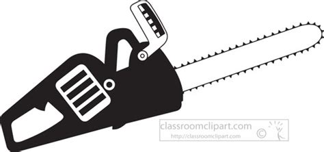 Tools Clipart - black-white-chainsaw-outline-clipart - Classroom Clipart