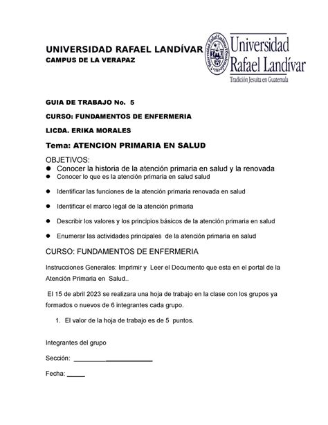 Guia De Atencion Primaria En Salud Universidad Rafael Land Var Campus