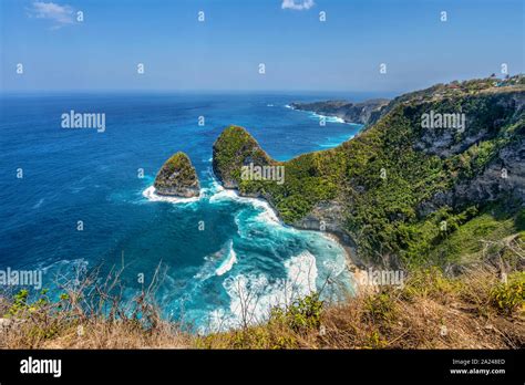 Aerial View Of Manta Bay Or Kelingking Beach On Nusa Penida Island