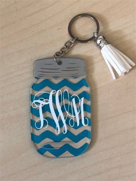 Monogram Mason Jar Keychain Etsy In 2020 Monogrammed Mason Jars