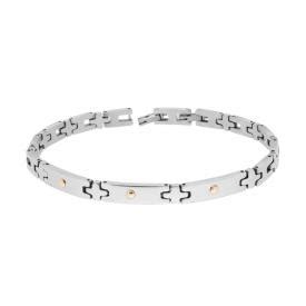 Bracciale Uomo Imperniato Con Catena Acciaio E Punti Oro In ACCIAIO 24377