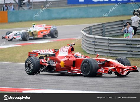 Finnish Driver Kimi Raikkonen Ferrari Team Front Competes Formula One