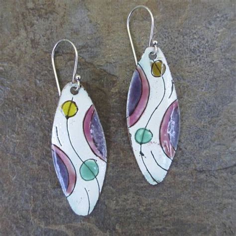 Handmade Sgraffito Torch Fired Enamel Earrings With Swirl Etsy