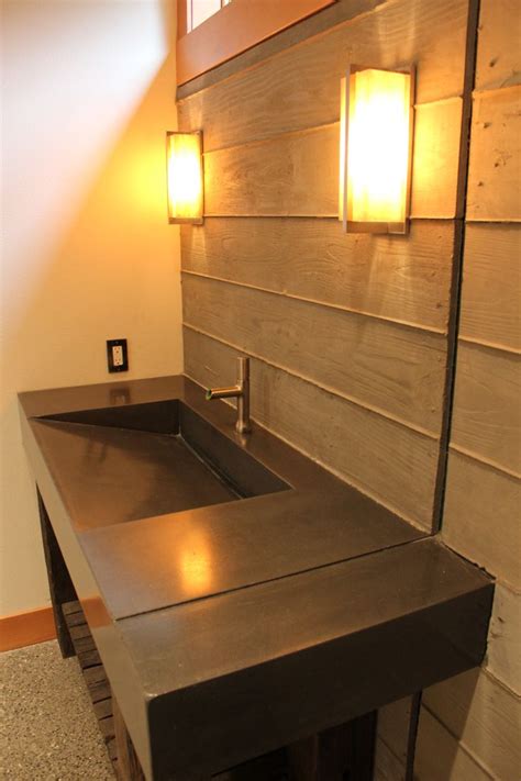 Concrete Ramp Sink With Reclaimed Wood Base Sink Remodel Bathroom