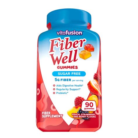 Vitafusion Fiber Gummies Fiber Supplement Peach Strawberry And Blackberry Flavors 90 Each Pack