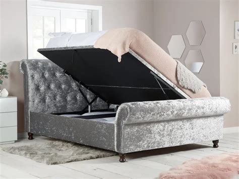 Birlea Castello 5ft King Size Steel Crushed Velvet Fabric Ottoman Bed Frame