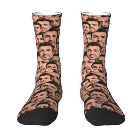 Alonso Head Men Women Crew Socks Unisex Fun Fernando Sports Car Spring