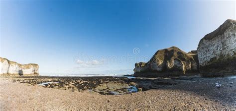 Beaches of England. Pebble and White Chalk Cliff Beach of Flamborough ...