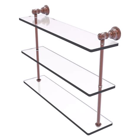 Carolina Collection 16 W Or 22 W Traditional Wall Mounted Bathroom Triple Glass Shelf With