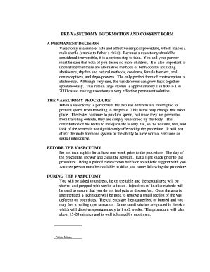 Fillable Online Vasectomy Procedure Consent Form Fax Email Print