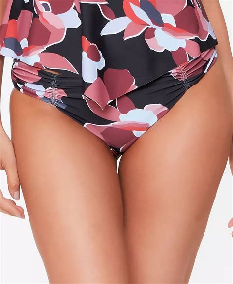 Bar Iii Floral Multi Shirred Side Hipster Bikini Swim Bottom Us Large