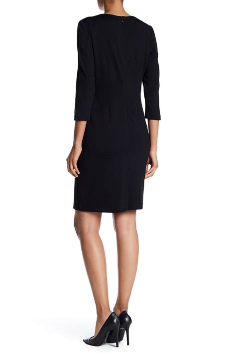 Lyst Nine West Zip Detail Ponte Dress In Black