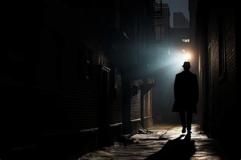 Premium Photo Man Walking Down Dark Alleyway At Night