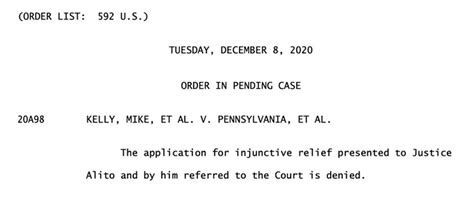 Supreme Court Rejects Republican Demand To Overturn Biden Pa Victory