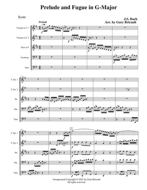 Prelude And Fugue In G Major BWV 541 Arr Gary Bricault Sheet Music