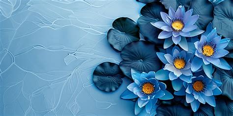 Blue And Gold Lotus Flower Meditation Background Asian Yoga Theme With