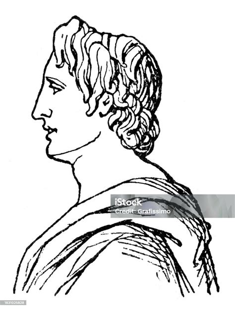 Alexander The Great King Of Macedon Portrait Stock Illustration ...