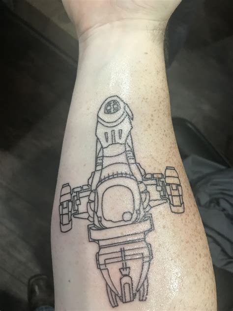 First Tattoo Fresh Firefly Class Ship Done By Bobby At Boardwalk Tattoos In San Antonio Tx