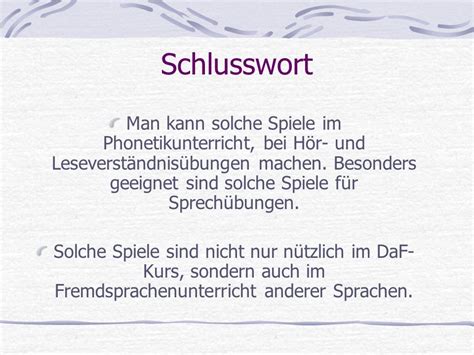 Schlusswort Beispiel