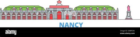 France Nancy Landmark Line Cityscape Flat Vector Travel City