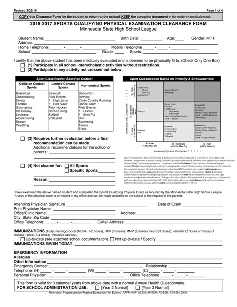 Physical Examination Form Template Database