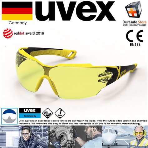 UVEX 9198285 Pheos CX2 Safety Spectacle Yellow Frame Amber Supravision