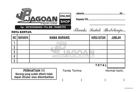 13 Contoh Nota Pembelian Dan Cara Membuatnya Lengkap