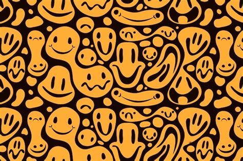 Free Vector Distorted Smile Emoticon Pattern Style