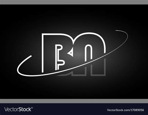 Bn B N Letter Alphabet Logo Black White Icon Vector Image