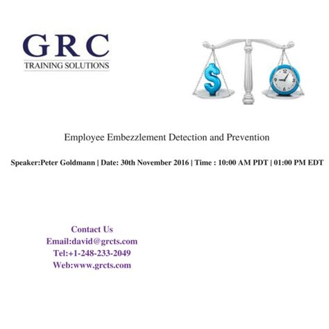 Live Webinar On Employee Embezzlement Detection and Prevention | GRCTS