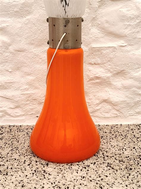 Birillo Murano Glass Lamp In Orange By Carlo Nason For Mazzega Etsy