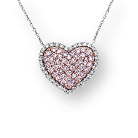 Pink and White Diamond Heart Pendant Necklace – Rare Colors