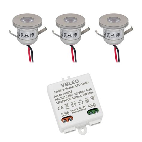 Juego De 3 Mini Focos Empotrables De 1W Incluye Transformador LED De