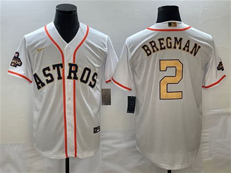 Houston Astros 2 Alex Bregman Whitegold 2023 Gold Collection Jersey