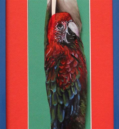 Hand Painted Feather Parrot Are Wall Art Tropical Bird Etsy Feather