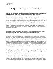 Journal Importance Of Analysis Docx Lucas Pessoa Eng