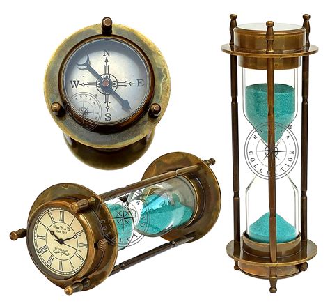 Buy Hanzla Collectionmarine Antique Brass Compass Hourglass Nautical