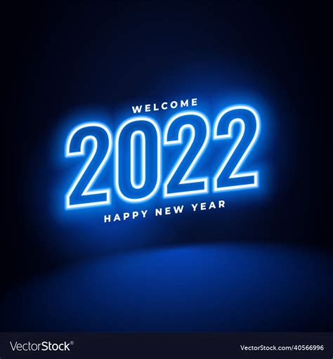 Happy New Year Neon 2022 Blue Text Effect Greeting