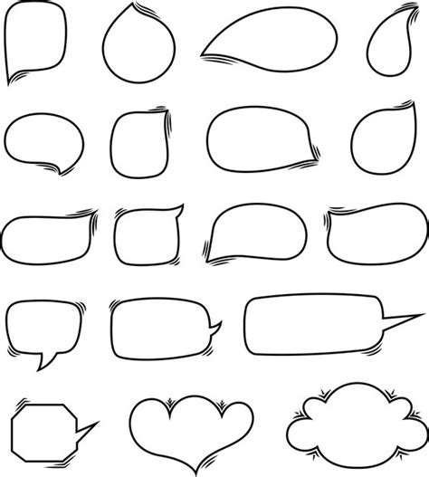 Premium Vector Set Of Hand Drawn Comic Shapes Text Speech Bubbles