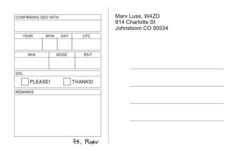 Free Qsl Card Template