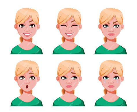 Premium Vector Face Expressions Of Cute Blonde Woman