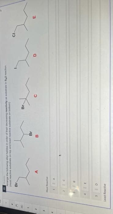 Solved 250 Arrange The Following Alkyl Halides In Order Of Chegg