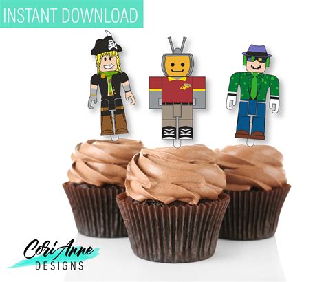 Printable Roblox Cupcake Toppers Birthday Party Video Game Etsy