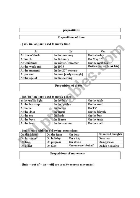 Preposition Esl Worksheet By Mahdmahd